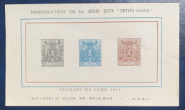 België, Reproductie In Originele Kleuren 'Kleine Leeuw', Philatelic-Club De Belgique - Probe- Und Nachdrucke