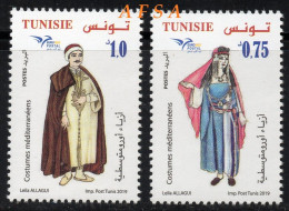 Euromed 2019-joint Issues (Mediterranean Costumes) // (Costumes Méditerranéens) émissions Conjointes - Tunisie (1956-...)