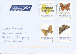 Netherlands Cover Sent To Germany 2017 Nice Franking With 4 BUTTERFLY Stamps - Briefe U. Dokumente