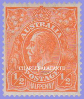 AUSTRALIA 1933  GEORGE V HEAD  ½d. ORANGE  U.M.  S.G. 124 - Nuevos