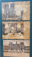 3 Carte Style Parchemin Meme Correspondancevieux Paris  ,  Signé Morin , Rare, Ecrites 1902 - Altri Monumenti, Edifici