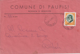 20/6/1977 - Busta Da Comune Di Paupisi (Benevento) a Napoli - Affr. 170L Artisti Italiani Dolci - 1971-80: Storia Postale