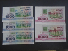 BELARUS, P 11 - 12 , 1000 + 5000 Rubles,  1992 , UNC Neuf, 5 Notes - Belarus
