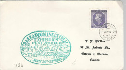 52681 ) Cover Canada Provincial Exhibition Post Office Saskatoon Postmark 1953 - Cartas & Documentos