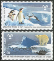 India 2009 MNH 2v, Polar Region, Birds, Penguin, Bear, Glaciers - Pingouins & Manchots