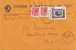 7/12/1976 - Busta Da Comune Sant'Agata De Goti (Benevento) a Napoli - Affr. Mista 2 X 10L Siracusana + 150L Italia '76 - 1971-80: Storia Postale