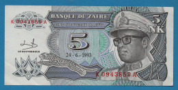 ZAIRE 5 N.MAKUTA 24.06.1993 # K0943859A P# 48 Mobutu - Zaire