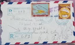 DOMINICANA 1952, REGISTER COVER, USED TO USA, AIR-ROUTE MAP, SANITARY CONFERENCE,2 STAMP, CONSUELO & NEW YORK CITY CANCE - Dominica (...-1978)