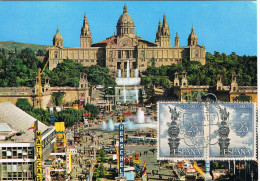 51782. Tarjeta Maxima BARCELONA 1969. MONTJUICH, Matasellos Feria De Muestras, Fuentes - Tarjetas Máxima