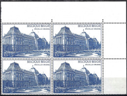 COB 1607 ** - Bruxelles - Palais Royal - Petits Points Bleus Sur Le Côté Gauche - T1, T2 Et T3 - Bloc De 4 Timbres - 1961-1990