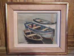 Tableau Les Barques Signé Guy Pennamen Peintre De Concarneau. - Sonstige & Ohne Zuordnung