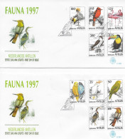 FDC 281 + 282 1997 CV 37.00 Nederlandse Antillen Fauna Birds - Antilles