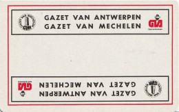 Gazet Van Antwerpen - Gazet Van Mechelen  Joker 1 Kaart 1 Card - Carte Da Gioco