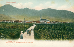 Wintzenheim CPA 68 Haut Rhin Belle Litho Gruss Aus ...  Souvenir De ... Avec Holandsburg Calèche 1908 Ed Metz Tûbingen - Wintzenheim