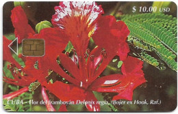 Cuba - Etecsa (Chip) - Flowers - Flor Del Framboyán, 12.2000, 10$, 30.000ex, Used - Kuba