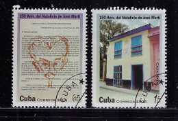 CUBA 2003 SCOTT 4289,4290 150th ANNIVERSARY BIRTH JOSE MARTI CANCELLED - Usati