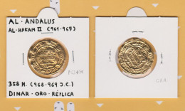AL-ANDALUS  DINAR-ORO  Al-Hakam II  Réplica  T-DL-13.419 - Fausses Monnaies