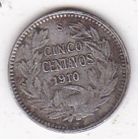 Chilie . 5 Centavos 1910, En Billon , KM# 155.2a - Cile