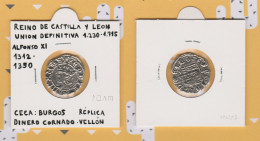 Alfonso XI 1.312-1.350  DINERO CORNADO Ceca: Burgos  Réplica   DL-13.392 - Fausses Monnaies