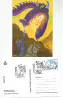 ESPAÑA SPAIN ENTERO POSTAL STATIONERY SAN JORGE Y EL DRAGON CASTILLO CASTLE SAINT GEORGE MAT TERUEL 19-4 - Mythologie