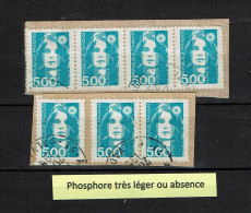 Variété Sur Timbres Marianne Du Bicentenaire N° 2625 (sur Fragments) - Phosphore Très Faible Ou Absent - Usados