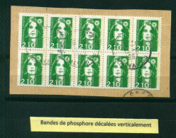 Bande De Phosphore Décalée Verticalement Sur Timbre Marianne Du Bicentenaire N° 2622 (sur Fragment) - Gebruikt