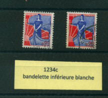 Marianne à La Nef N° 1234c - Bandelette Inférieure Blanche - Usados