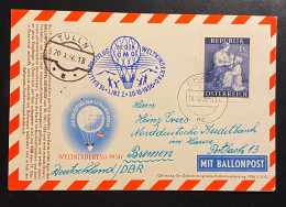 Österreich 16. Ballonpostflug Weltkindertag 1956 Mit Mi. 1001 Gestempelt/o Graz Und Tulln - Balloon Covers