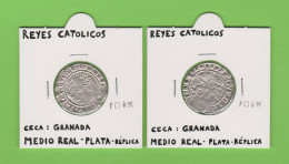 REYES CATOLICOS  MEDIO REAL - PLATA Ceca : Granada  Réplica   T-DL-13.433 - Monedas Falsas