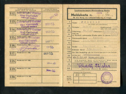 "MELDEKARTE FUER BEZUG VON LEBENSMITTELKARTEN" 1947, Landesarbeitsamt Wuerttemberg-Baden, 4 Seiten (B071) - Lettres & Documents