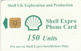 UK, Chip, GB-OIL-CHP-0012B, Oil Rig Phonecard, 150u, Shell Expro, 2 Scans.    GEM1B (Not Symmetric White/Gold) - Plateformes Pétrolières
