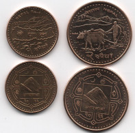 Nepal - Set 2 Coins 1 + 2 Rupees 2009 UNC Lemberg-Zp - Nepal