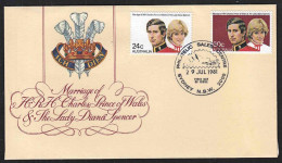 Ca0724  AUSTRALIA 1981,  SG 821-2 Marriage Of Prince Charles And Lady Diana, FDC - Cartas & Documentos