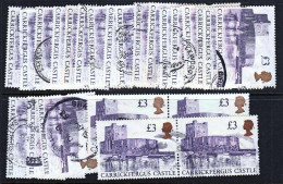 A0021 GREAT BRITAIN, Small Lot Of 25 Carrickfergus Castle £3 Stamps, Used - Otros & Sin Clasificación