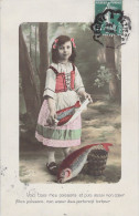 Fantaisie - 1er Avril - Fillette Avec Des Poissons Dans Son Tablier - Carte Postale Ancienne - 1er Avril - Poisson D'avril