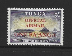 Tonga 1967 1 Pa. Official Airmail Overprint On 5/- Definitive MLH - Tonga (...-1970)