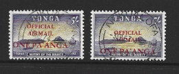 Tonga 1967 1 Pa. Official Airmail Overprint On 5/- Definitive X 2 Copies FU Showing Varying Overpint Positions - Tonga (...-1970)