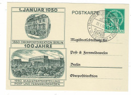 Ganzsache 1950 WSt 10+5 Währungsgeschädigtenhilfe 100 Jahre OPD Berlin Sonderstempel - Covers & Documents