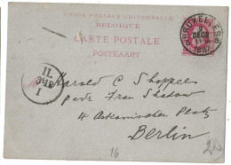 Enveloppe Entier Postaux Belgique Obliteration Bruxelles 1887 - Autres & Non Classés