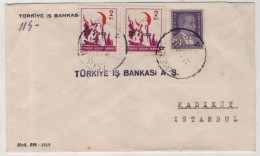 TURKEY,TURKEI,TURQUIE ,ESKISEHIR TO ISTANBUL ,TURKIYE IS BANK ,1951 COVER , - Covers & Documents