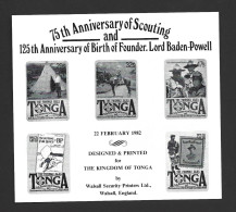 Tonga 1982 Boy Scout Anniversary Imperforate Black & White Presentation Proof - Tonga (...-1970)