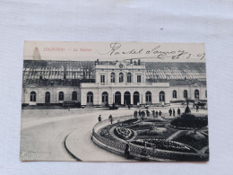 ANTIQUE POSTCARD BELGIUM KOTRIJK COURTRAI - LA STATION USED 1907 - Kortrijk