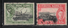 HONG KONG  Scott # 170-1 Used - KGVI Pictorial - Usati