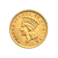 États-Unis- 1 Dollar Or 1856 Philadelphie Variété ‘Slant 5”. - 1$, 3$, 4$