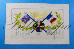 Dentelle Kant Handwerk Patchwork "RIGHT Is MIGHT  Geallieerden Vaandels Vlaggen  Great Britain United Kingdom 1914-1918 - Guerre 1914-18