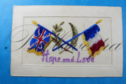 Dentelle Kant Handwerk Patchwork  "HOPE And LOVE " Geallieerden Vaandels Vlaggen   1914-1918  France & U.K. - Weltkrieg 1914-18