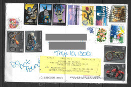 US Cover With Not Deliverable Label + Batman And Motorcycles Stamps Sent To Peru , Rare - Brieven En Documenten