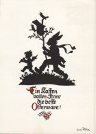 Pour Pâques, Une Boîte Pleine D'étourneaux [ Silhouette Lapin CPSM Allemande ] HC014 - Silhouettes