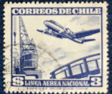 Chile - Chili - C14/21 - 1951 - (°)used - Michel 484 - Vliegtuig En Hijskraan - Chili