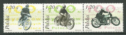 POLAND MNH ** 3824-3826 Courses De Motos En Pologne, Motocyclette, Moto Anglaise , Motocycliste - Unused Stamps